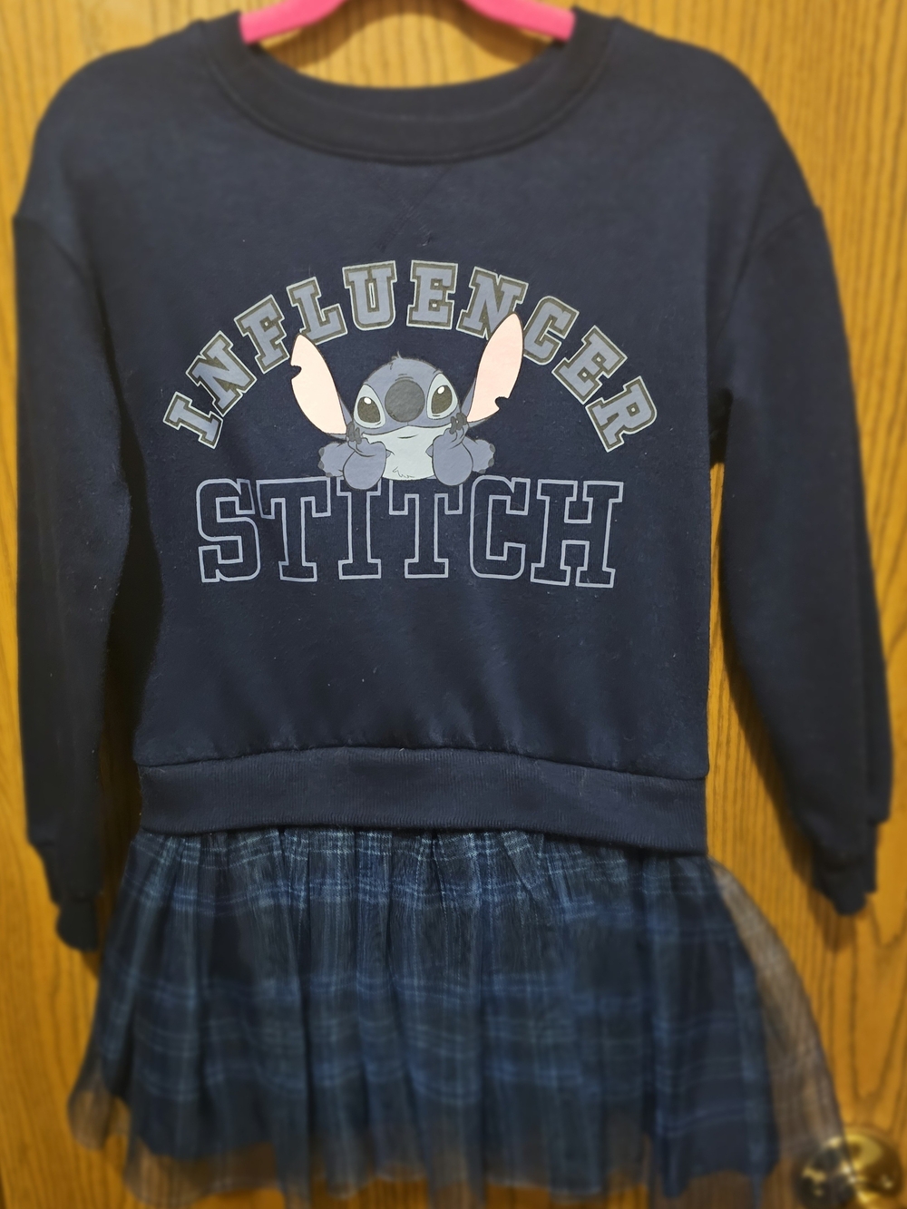 Disney Navy Stitch 'Influencer' Pullover Dress with Plaid Skirt